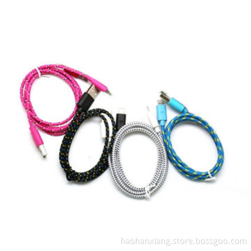 Round Colorful Fabric Braid USB Charging Cable for iPhone 5/5S